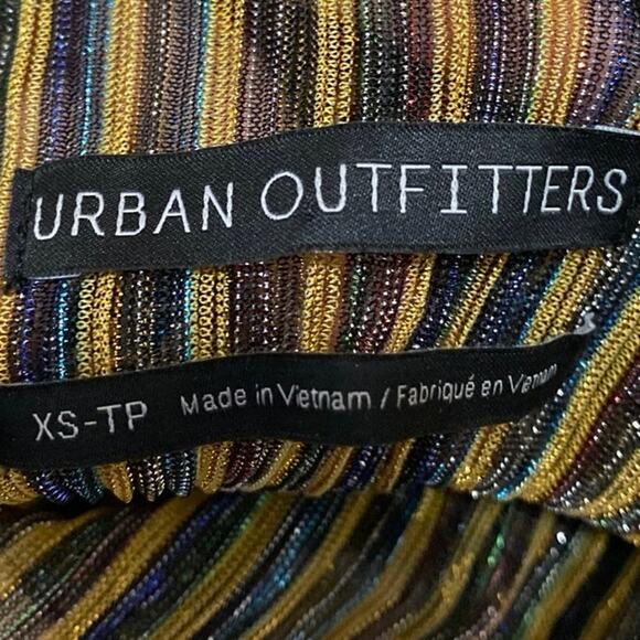 Urban Outfitters Multicolor Striped Metallic Long Sleeve Mock Neck Blouse Top XS - Picture 3 of 3